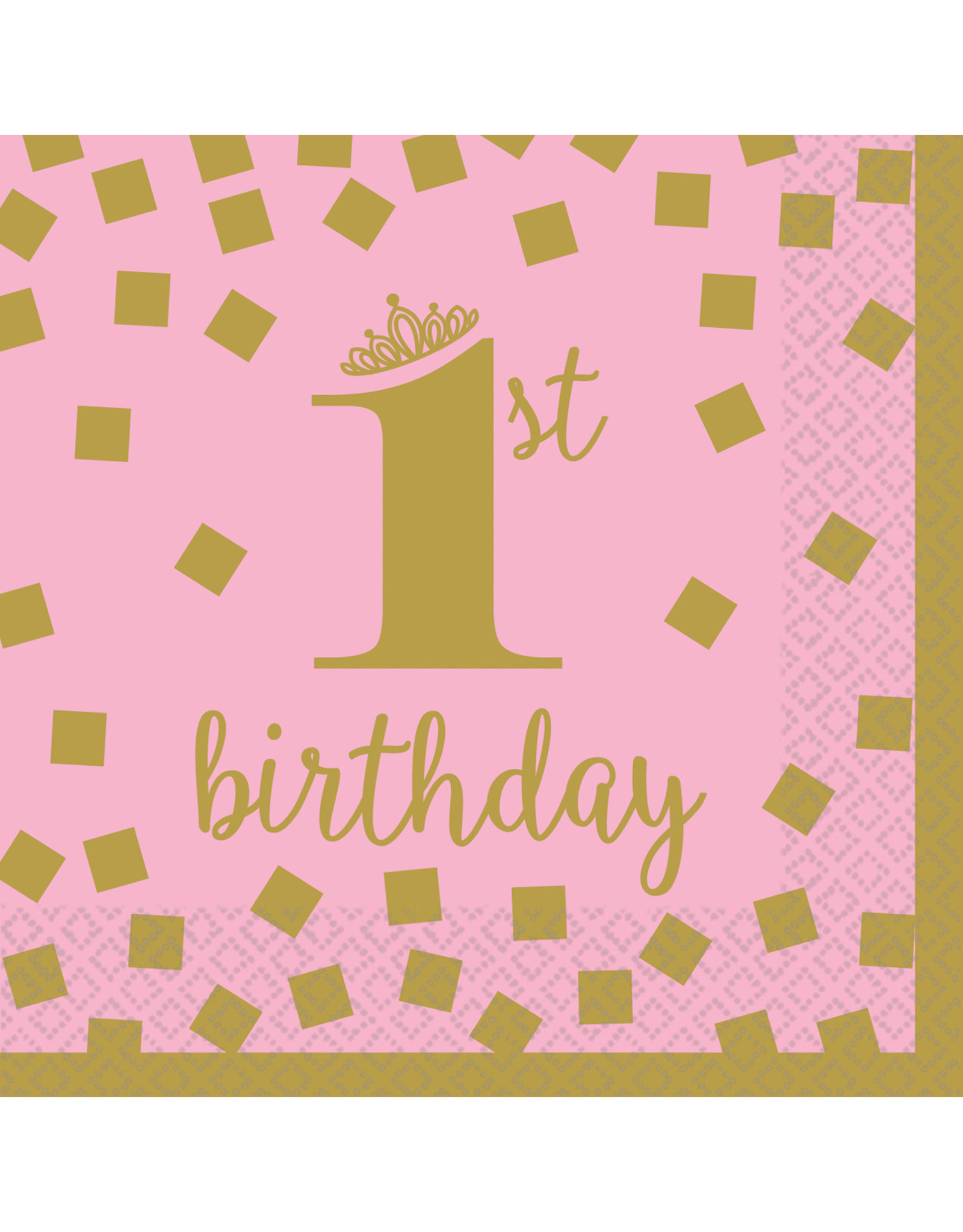 Amscan Servetten 1e Verjaardag Goud Roze Klein 16 Stuks Celebrate Online