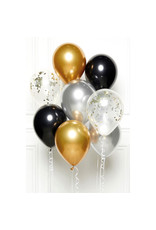 Ballonnenset goud, zilver, zwart 8 stuks