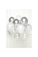 Ballonnenset zilver/wit 10 stuks