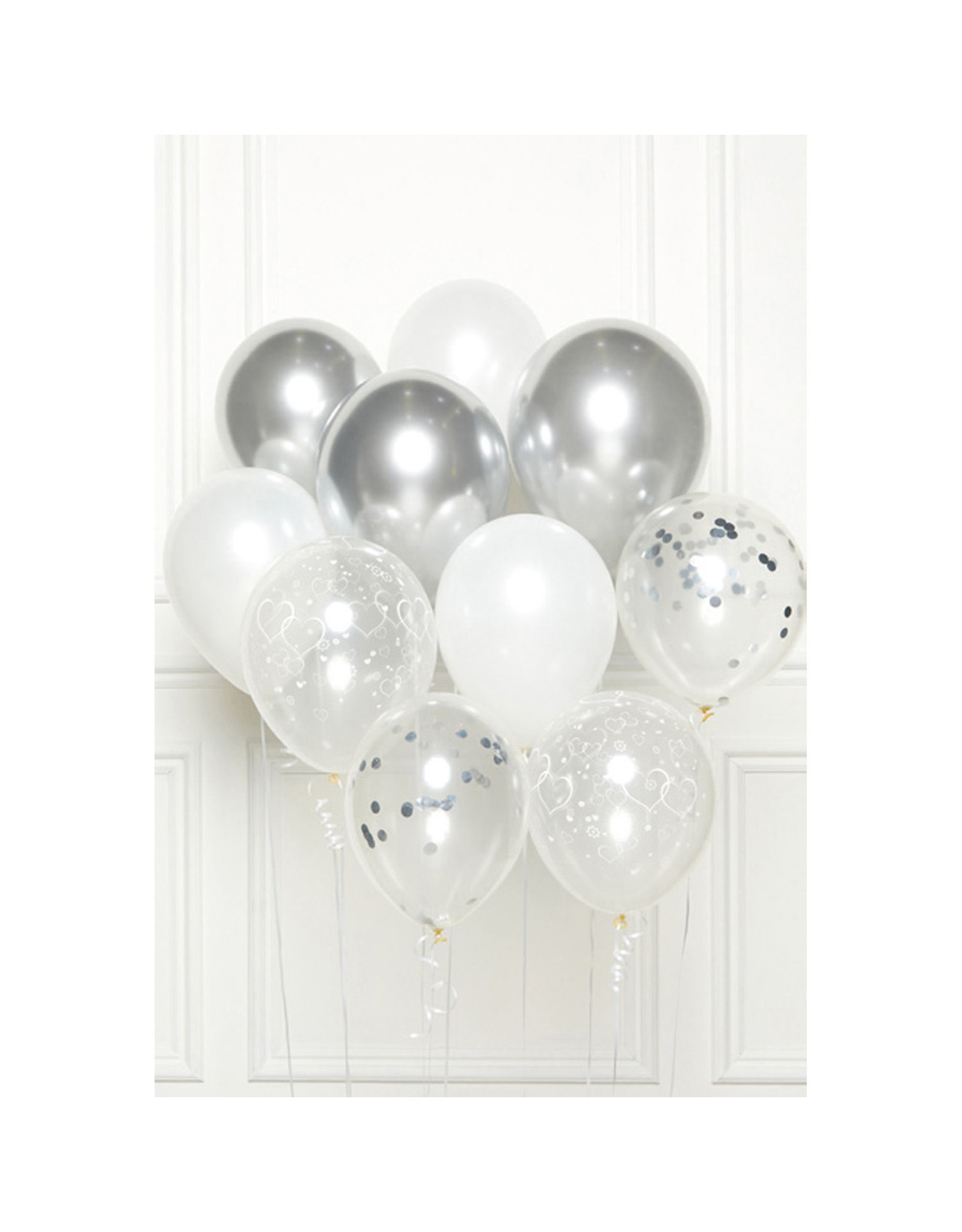 Ballonnenset zilver/wit 10 stuks
