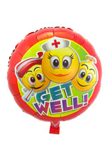 Folieballon get well smiley 43 cm