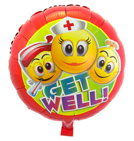Folieballon get well smiley 43 cm