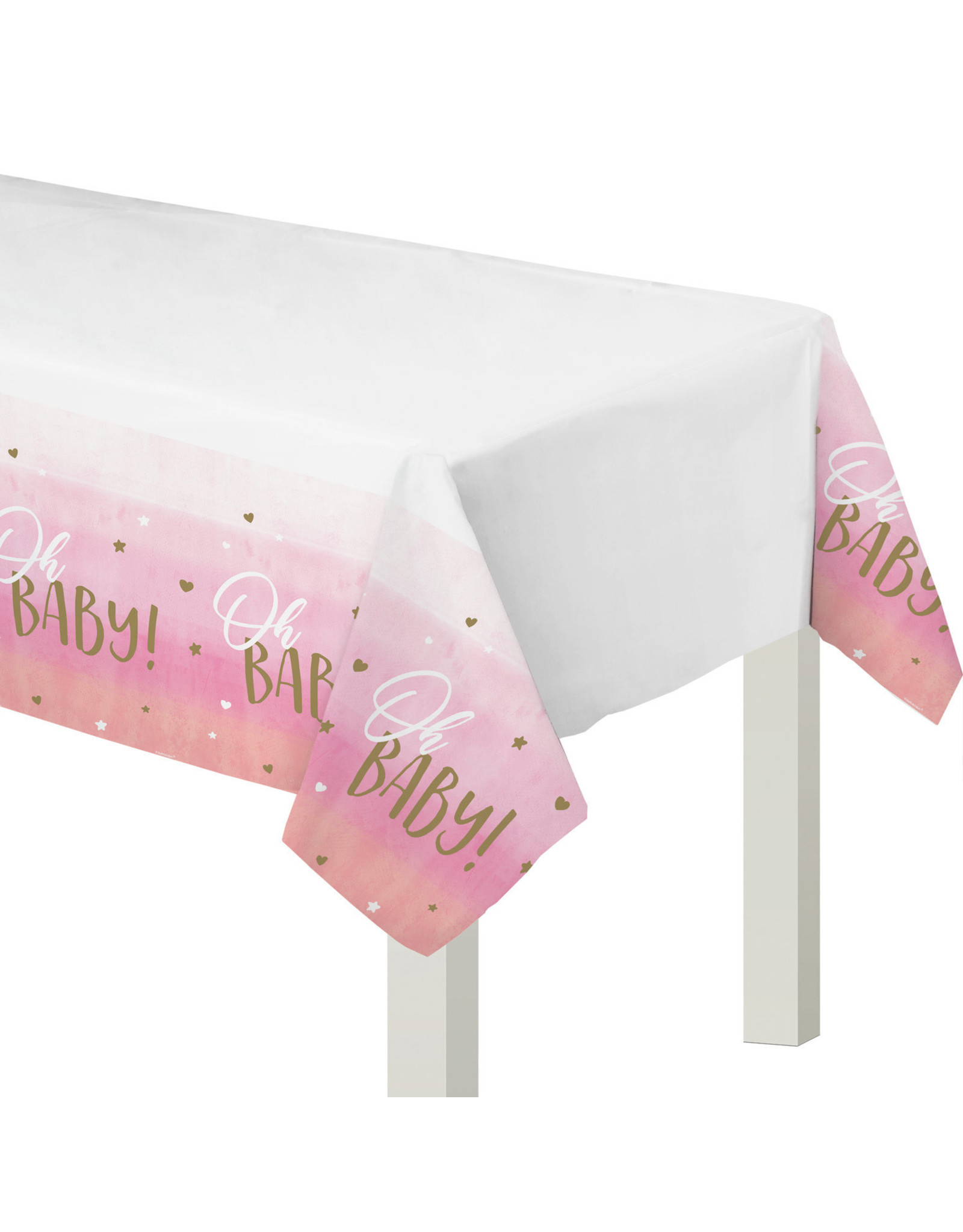 Amscan OH BABY roze tafelkleed 137 x 274 cm