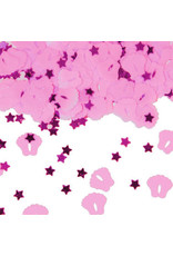 Tafelconfetti roze baby voetjes + sterretjes