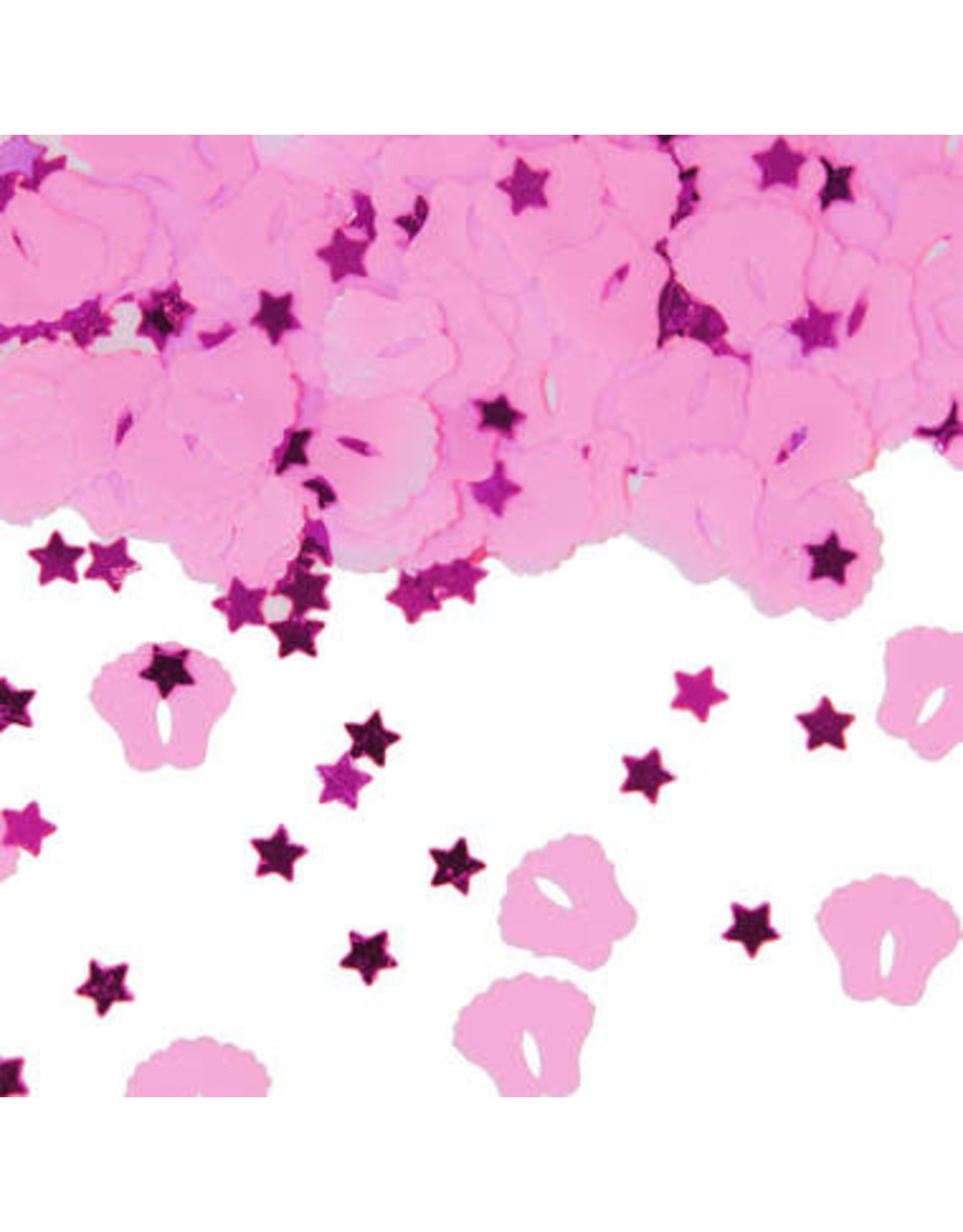 Tafelconfetti roze baby voetjes + sterretjes