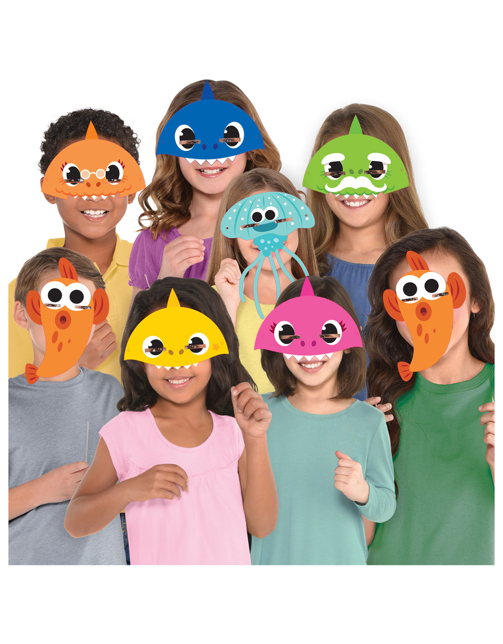 Baby Shark gezichtsmaskers 8 stuks