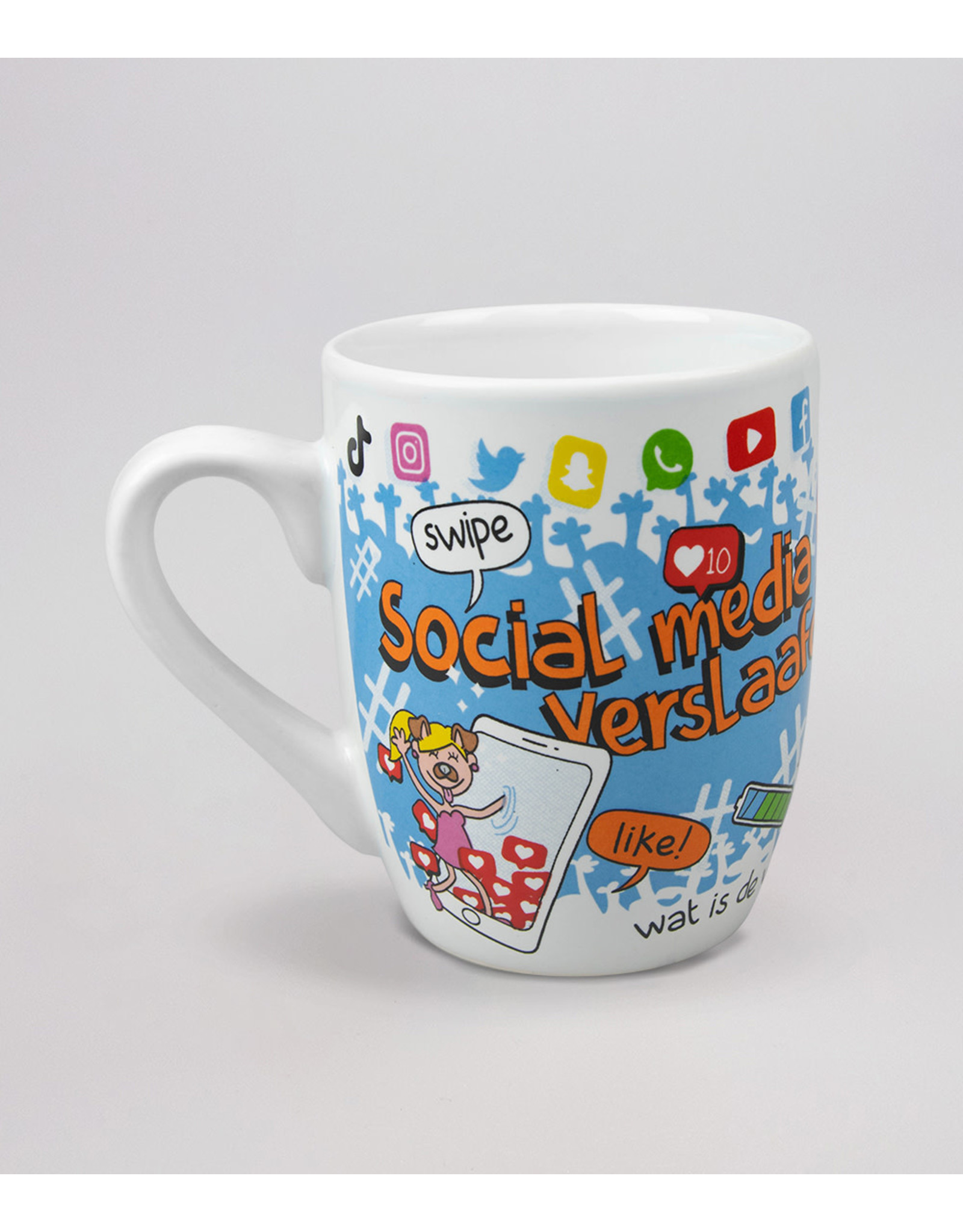 Cartoonmok Social Media verslaafde