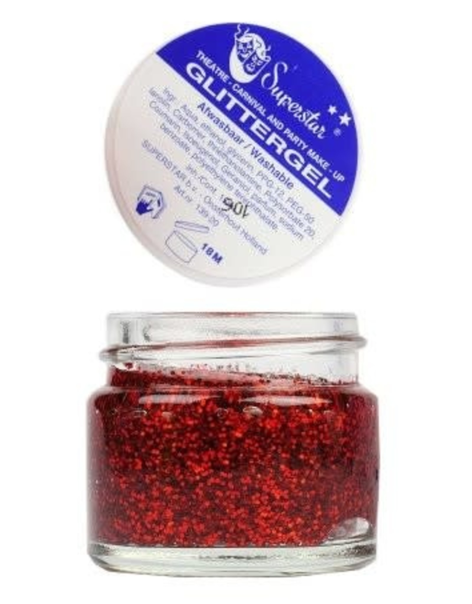 Superstar glittergel haar&huid rood 20 ml