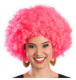 Boland afro pruik roze 1 stuk