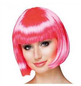 Boland pruik cabaret roze bobline