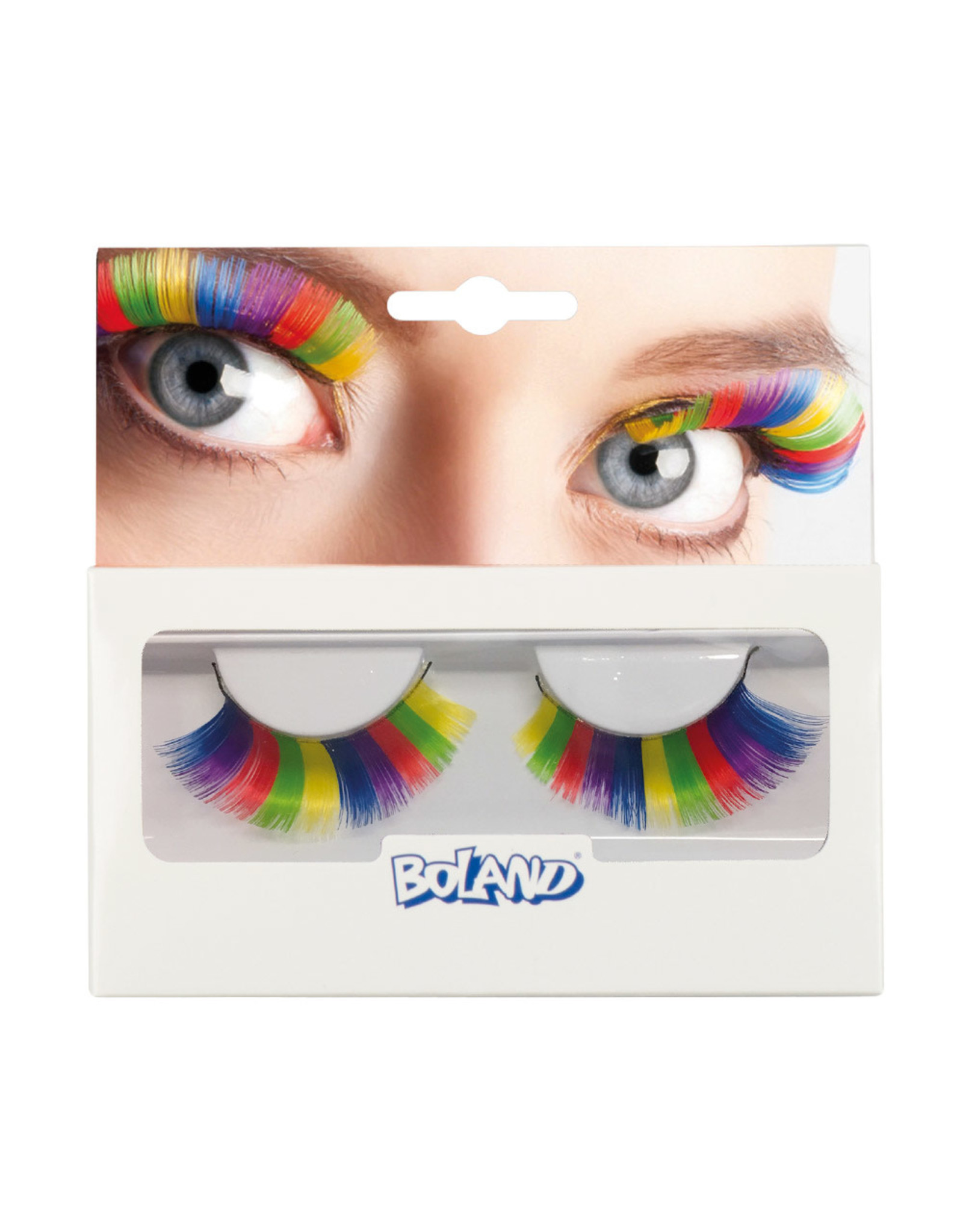 Boland wimpers regenboogkleuren 1 set