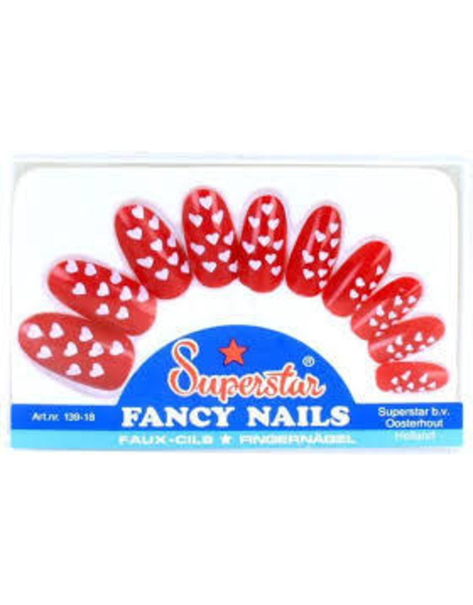 Superstar fancy nails rood met hartjes