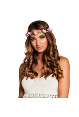 boland hoofdband roze bloemetjes 1 stuk