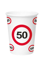 Bekers verkeersbord 50 jaar 8 stuks 350 ml