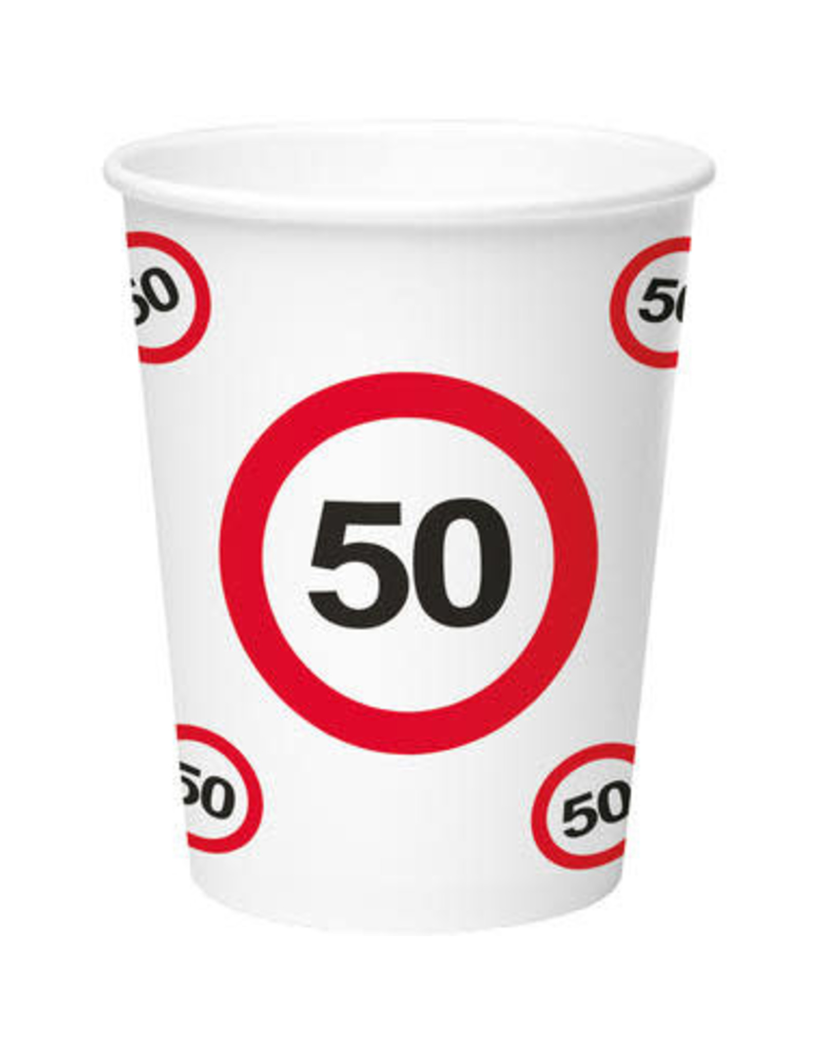 Bekers verkeersbord 50 jaar 8 stuks 350 ml