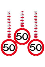 Verkeersbord hangdecoratie 50 jaar 3-delig
