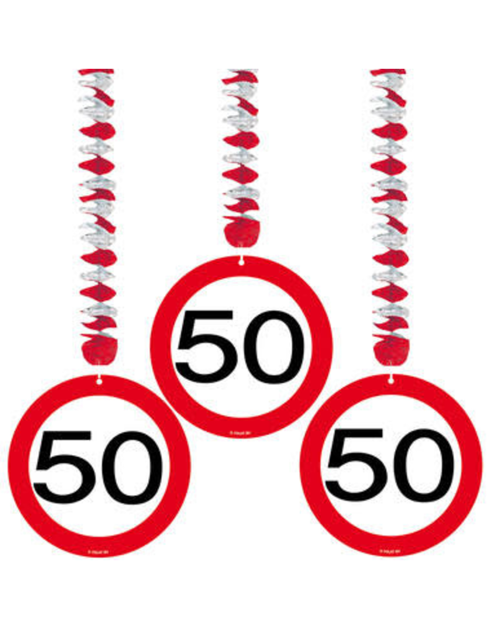 Verkeersbord hangdecoratie 50 jaar 3-delig