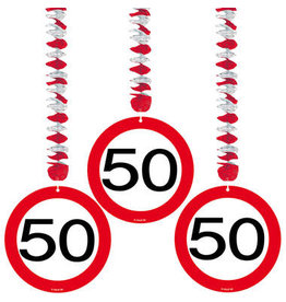 Verkeersbord hangdecoratie 50 jaar 3-delig