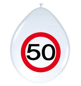 Ballonnen verkeersbord leeftijd 50 8 stuks