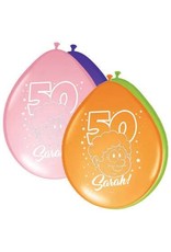 Latex ballonnen Sarah 50 jaar 8 stuks