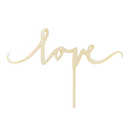 Houten cake topper love