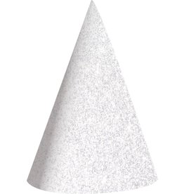 The party factory feesthoedjes glitter zilver 6 stuks