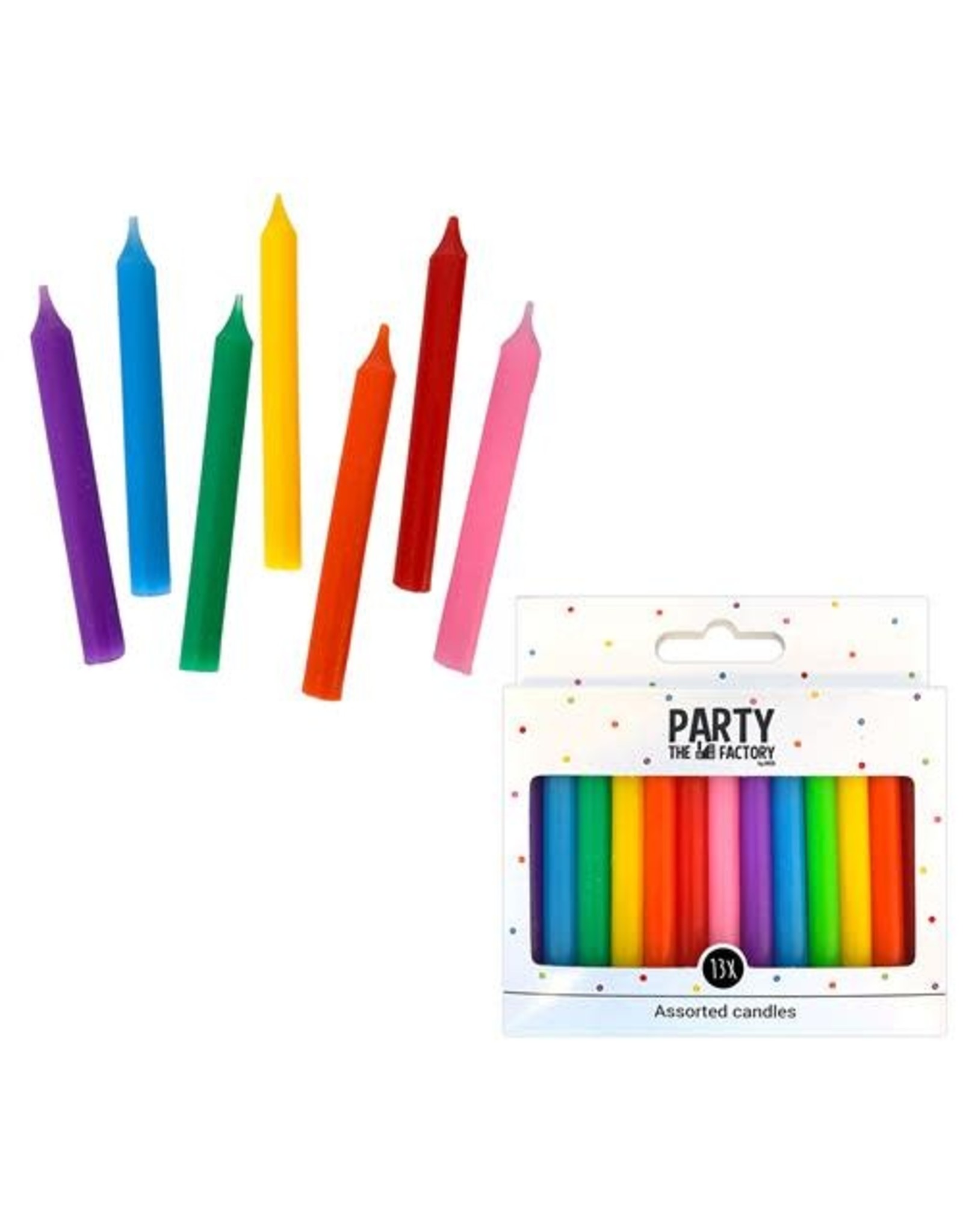 The party factory jumbo kaarsjes regenboog kleuren 13 stuks