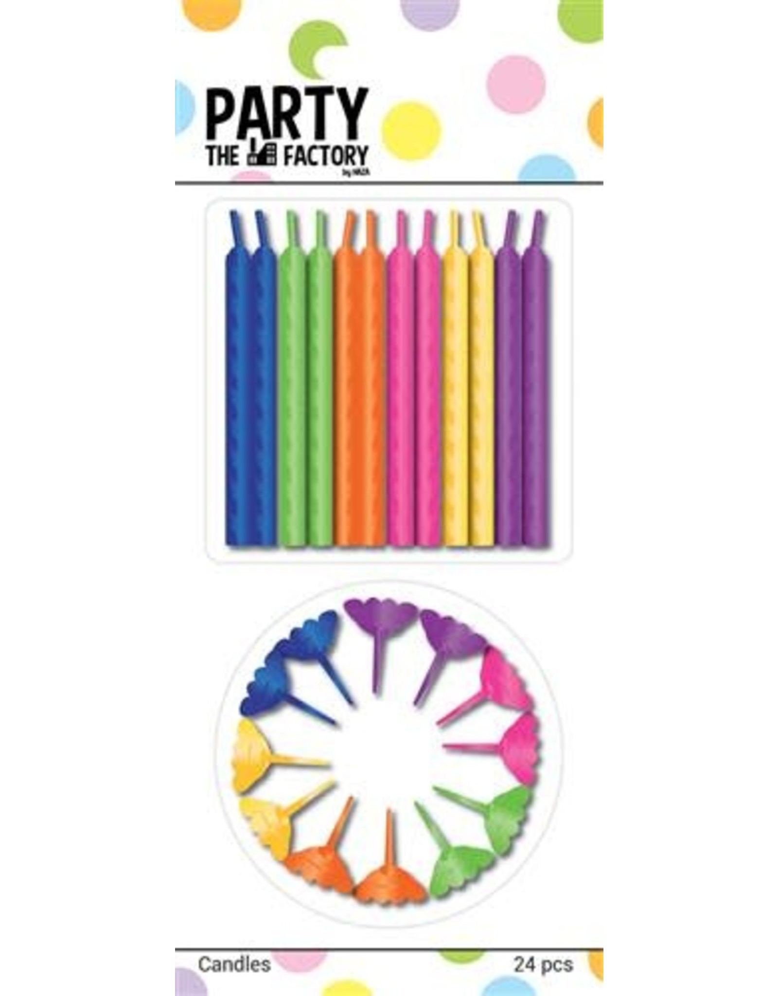 The party factory kaarsjes multicolour 24 stuks