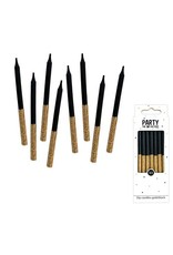 The party factory zwarte lange kaarsen met gouden glitter 16 stuks