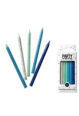 The party factory glitter kaarsjes blauw 16 stuks