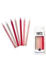 The party factory glitter kaarsjes roze 16 stuks