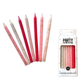 The party factory glitter kaarsjes roze 16 stuks