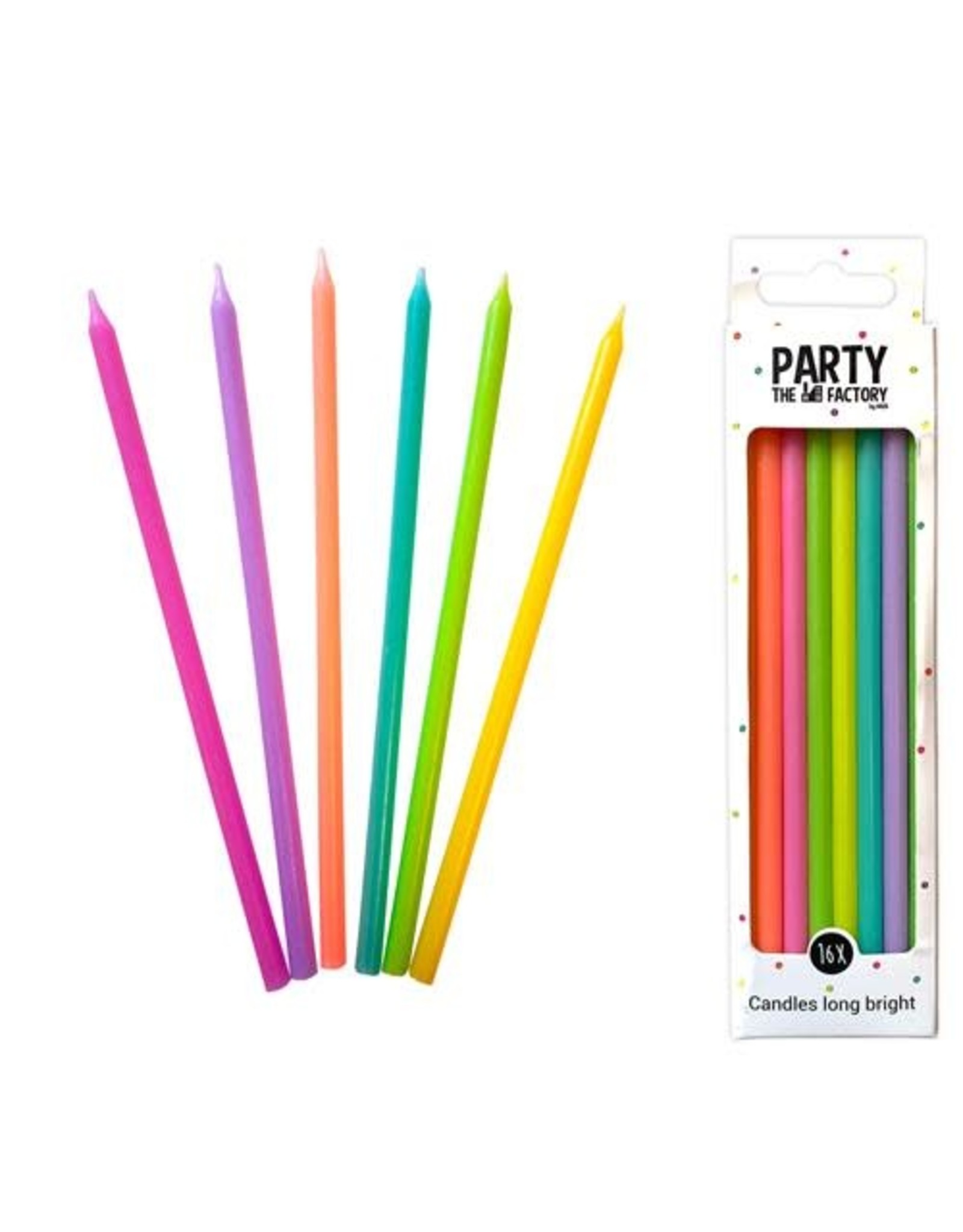 The party factory long bright candles 16 stuks