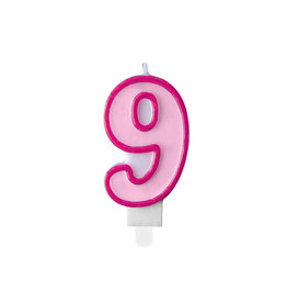 Verjaardagskaars roze cijfer 9