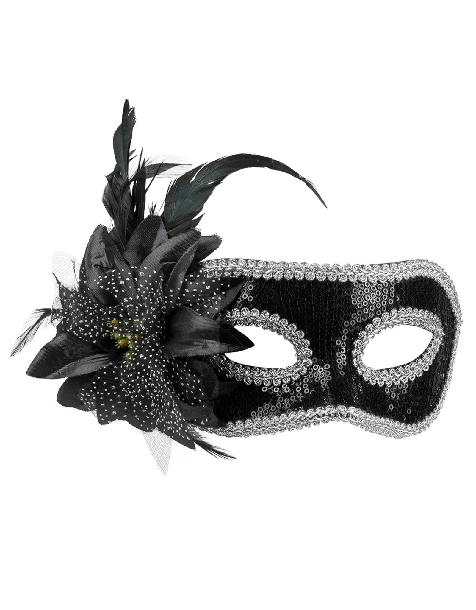 Boland oogmasker Venice fiore zwart 1 stuk