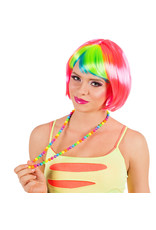 Boland rave ketting 1 stuk regenboog kleuren