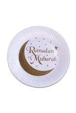 Borden wit goud Ramadan Mubarak 18 cm 8 stuks