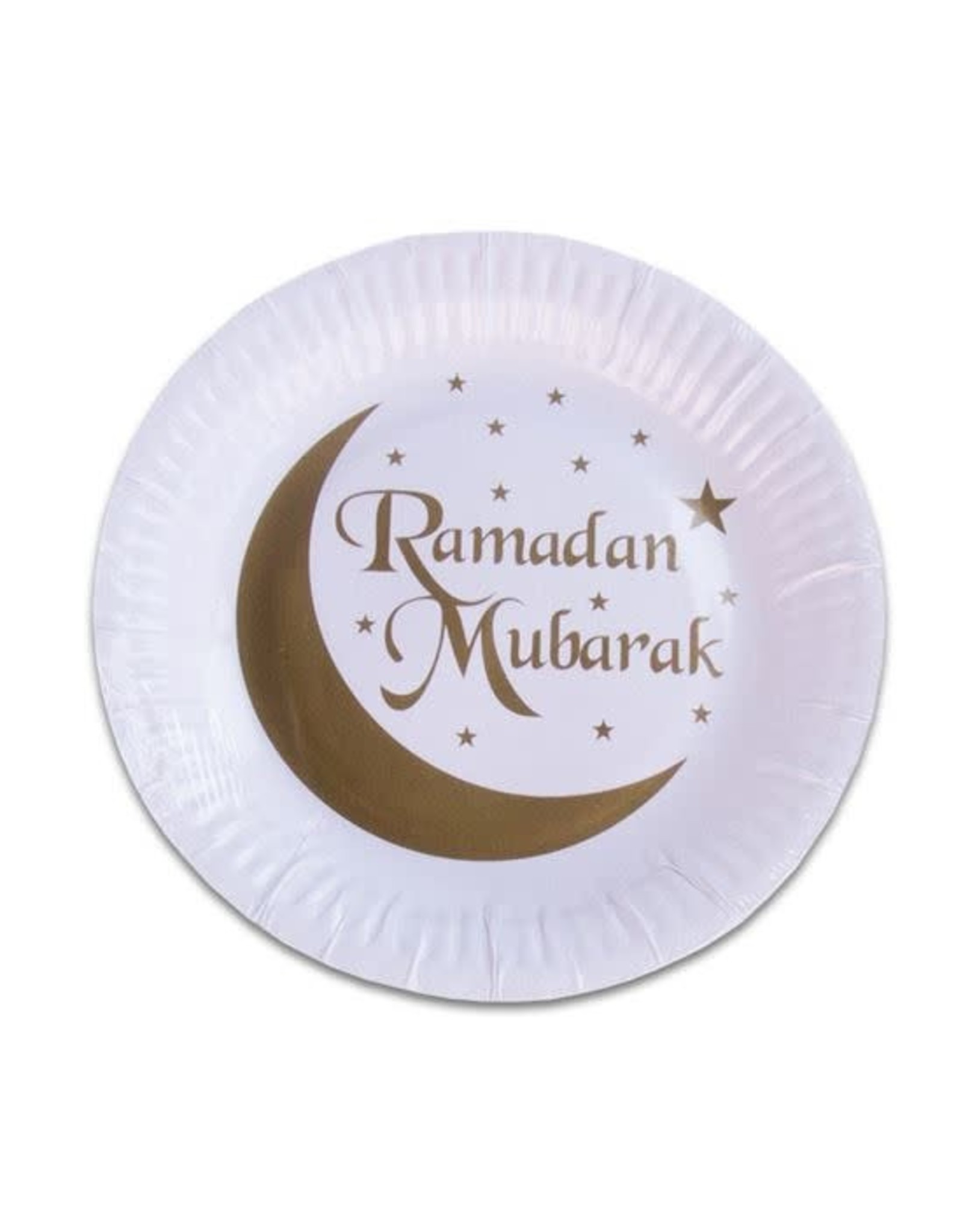 Borden wit goud Ramadan Mubarak 18 cm 8 stuks