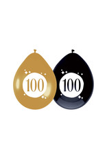 Latex ballonnen festive gold 100 jaar 6 stuks