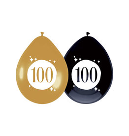 Latex ballonnen festive gold 100 jaar 6 stuks