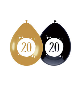 Latex ballonnen festive gold 20 jaar 6 stuks