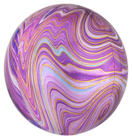 Folieballon orbz marble paars 38 x 40 cm
