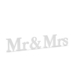 MR & MRS houten inscriptie wit