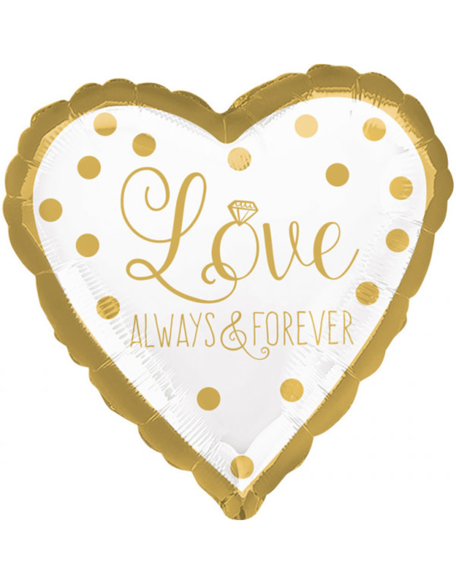 Folieballon love always & forever wit/goud 43 cm