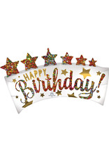 Folieballon supershape glitter banner happy bday 86 x 48 cm