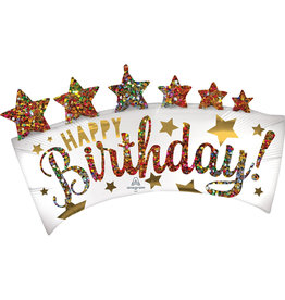 Amscan folieballon supershape happy birthday glitter banner 86 x 48 cm