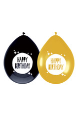 Latex ballonnen festive gold happy birthday 6 stuks