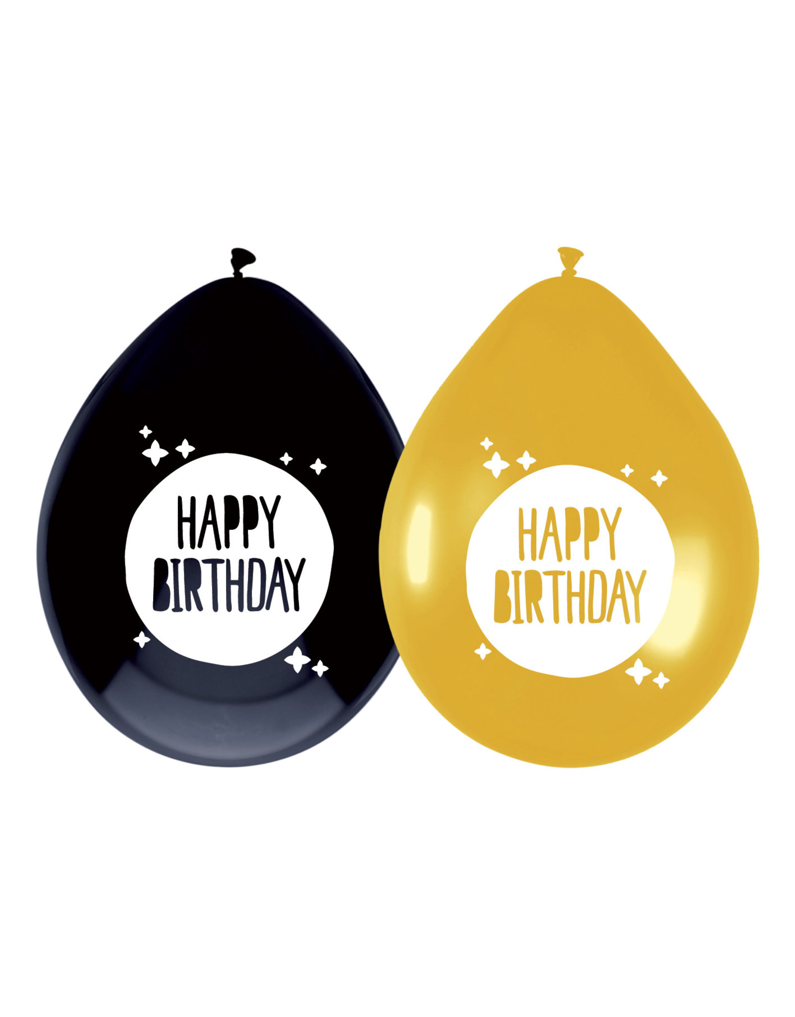 Latex ballonnen festive gold happy birthday 6 stuks