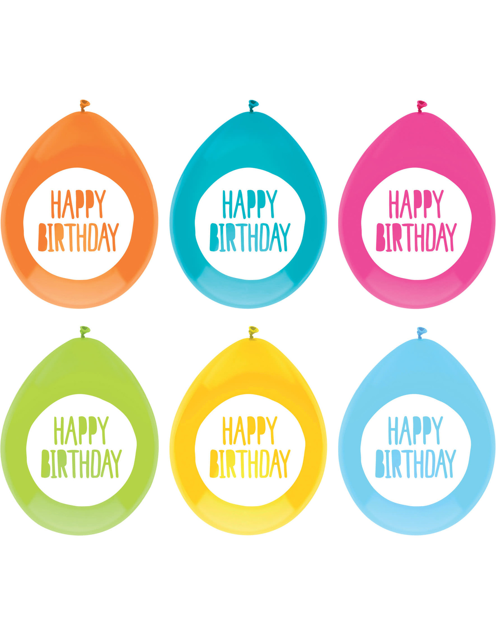Latex ballonnen festive colors happy birthday 6 stuks