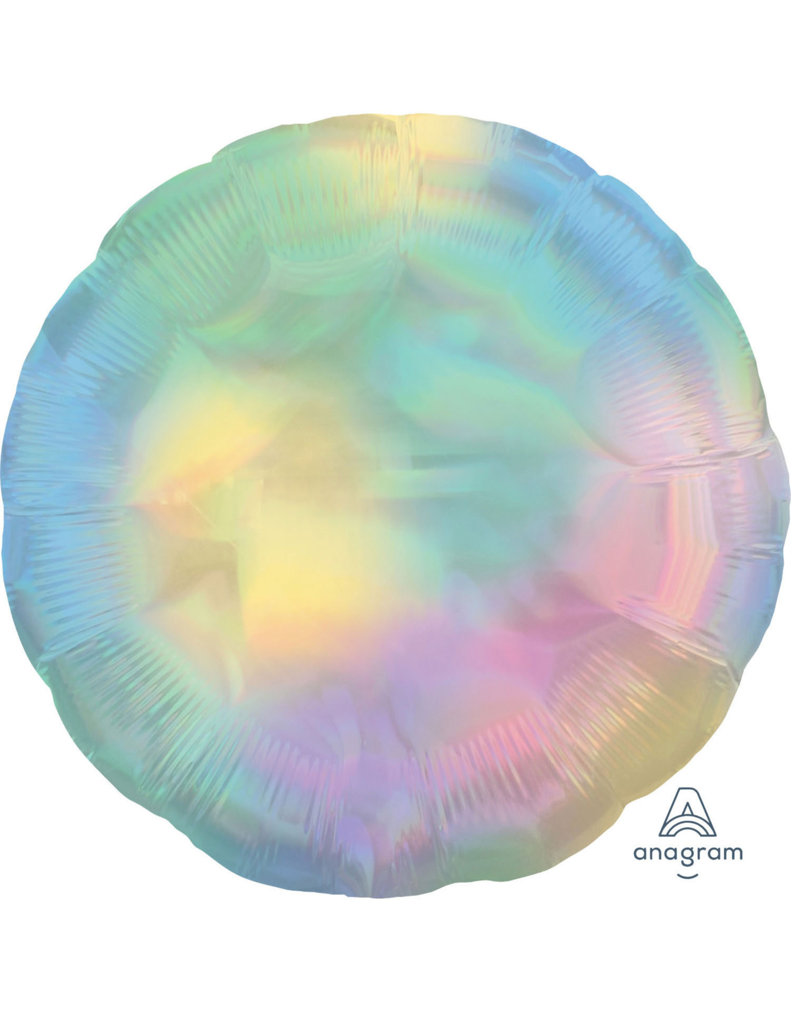 Folieballon rond pastel holographic regenboog 43 cm